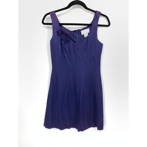 Vintage 90s Mini Dress Womens XS Blue Empire Waist Sleeveless Satin - Picture 1 of 4